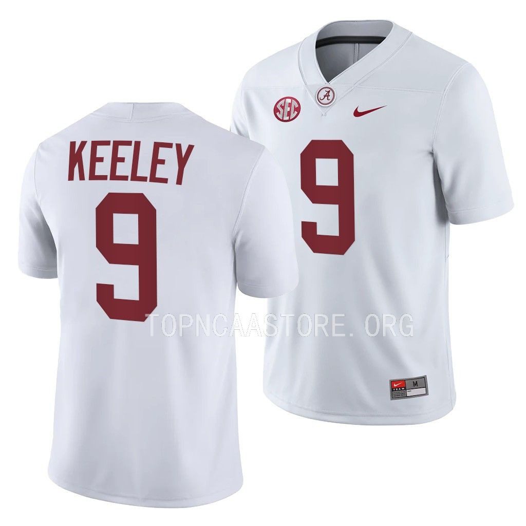 Men's Alabama Crimson Tide Keon Keeley #9 2023 5-star White NCAA College Football Jersey